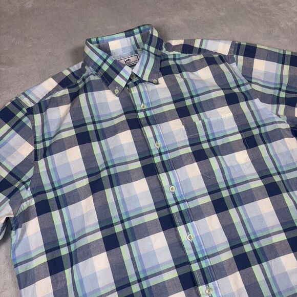 Southern Tide Intercoastal Blue Gingham Plaid S/S Button Front Shirt Men's Sz L - Picture 1 of 6